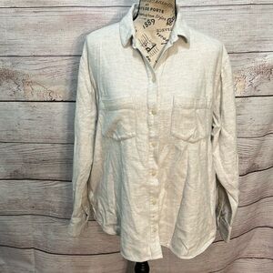 Madewell Flannel Sunday Shirt Button Down Oversized Medium Light Blue Pockets